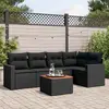 Image de vidaXL Salon de jardin 6 pcs avec coussins noir résine tressée