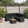 Image de vidaXL Salon de jardin 6 pcs avec coussins noir résine tressée