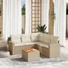 Image de vidaXL Salon de jardin avec coussins 6 pcs beige résine tressée