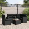 Image de vidaXL Salon de jardin 6 pcs avec coussins noir résine tressée