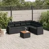 Image de vidaXL Salon de jardin 7 pcs avec coussins noir résine tressée