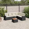 Image de vidaXL Salon de jardin 7 pcs avec coussins noir résine tressée