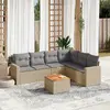Image de vidaXL Salon de jardin avec coussins 7 pcs beige résine tressée