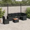 Image de vidaXL Salon de jardin 7 pcs avec coussins noir résine tressée