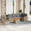 Image de vidaXL Salon de jardin avec coussins 7 pcs beige résine tressée
