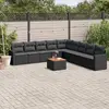 Image de vidaXL Salon de jardin 10 pcs avec coussins noir résine tressée