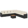 Image de vidaXL Salon de jardin 10 pcs avec coussins noir résine tressée