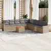 Image de vidaXL Salon de jardin avec coussins 10 pcs beige résine tressée