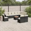 Image de vidaXL Salon de jardin 11 pcs avec coussins noir résine tressée
