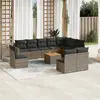 Image de vidaXL Salon de jardin 11 pcs avec coussins gris résine tressée