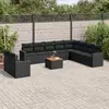 Image de vidaXL Salon de jardin 11 pcs avec coussins noir résine tressée