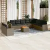 Image de vidaXL Salon de jardin 11 pcs avec coussins gris résine tressée