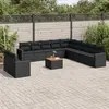 Image de vidaXL Salon de jardin 12 pcs avec coussins noir résine tressée
