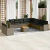 Image de vidaXL Salon de jardin avec coussins 12 pcs gris résine tressée