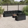 Image de vidaXL Salon de jardin 9 pcs avec coussins noir résine tressée