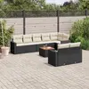 Image de vidaXL Salon de jardin 9 pcs avec coussins noir résine tressée