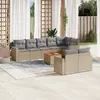 Image de vidaXL Salon de jardin avec coussins 9 pcs beige résine tressée