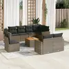 Image de vidaXL Salon de jardin 9 pcs avec coussins gris résine tressée