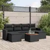 Image de vidaXL Salon de jardin 7 pcs avec coussins noir résine tressée