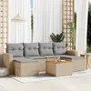 Image de vidaXL Salon de jardin avec coussins 7 pcs beige résine tressée