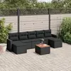 Image de vidaXL Salon de jardin 8 pcs avec coussins noir résine tressée