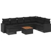Image de vidaXL Salon de jardin 9 pcs avec coussins noir résine tressée