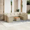 Image de vidaXL Salon de jardin avec coussins 10 pcs beige résine tressée