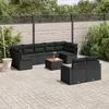 Image de vidaXL Salon de jardin 10 pcs avec coussins noir résine tressée