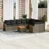 Image de vidaXL Salon de jardin avec coussins 10 pcs gris résine tressée