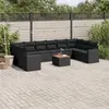 Image de vidaXL Salon de jardin 11 pcs avec coussins noir résine tressée