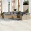 Image de vidaXL Salon de jardin 11 pcs avec coussins beige résine tressée