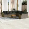 Image de vidaXL Salon de jardin 11 pcs avec coussins gris résine tressée