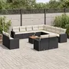 Image de vidaXL Salon de jardin avec coussins 14 pcs noir résine tressée