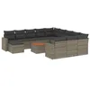 Image de vidaXL Salon de jardin avec coussins 13 pcs gris résine tressée
