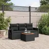 Image de vidaXL Salon de jardin 4 pcs avec coussins noir résine tressée