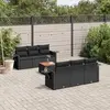 Image de vidaXL Salon de jardin 7 pcs avec coussins noir résine tressée