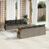 Image de vidaXL Salon de jardin 9 pcs avec coussins gris résine tressée