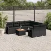 Image de vidaXL Salon de jardin 9 pcs avec coussins noir résine tressée