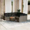 Image de vidaXL Salon de jardin 9 pcs avec coussins gris résine tressée