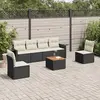 Image de vidaXL Salon de jardin 7 pcs avec coussins noir résine tressée
