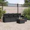 Image de vidaXL Salon de jardin 6 pcs avec coussins noir résine tressée