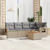 Image de vidaXL Salon de jardin avec coussins 6 pcs beige résine tressée