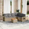 Image de vidaXL Salon de jardin avec coussins 7 pcs beige résine tressée