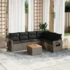 Image de vidaXL Salon de jardin avec coussins 7 pcs gris résine tressée