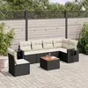 Image de vidaXL Salon de jardin 7 pcs avec coussins noir résine tressée