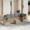 Image de vidaXL Salon de jardin avec coussins 7 pcs beige résine tressée