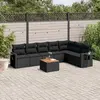Image de vidaXL Salon de jardin 8 pcs avec coussins noir résine tressée