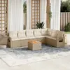 Image de vidaXL Salon de jardin avec coussins 8 pcs beige résine tressée