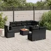Image de vidaXL Salon de jardin 9 pcs avec coussins noir résine tressée