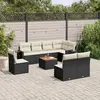 Image de vidaXL Salon de jardin 9 pcs avec coussins noir résine tressée